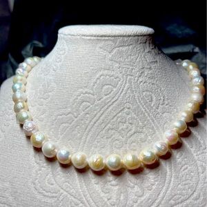 Mother’s Day gift New handmade genuine WRINKLE pearl string necklace/chocker
